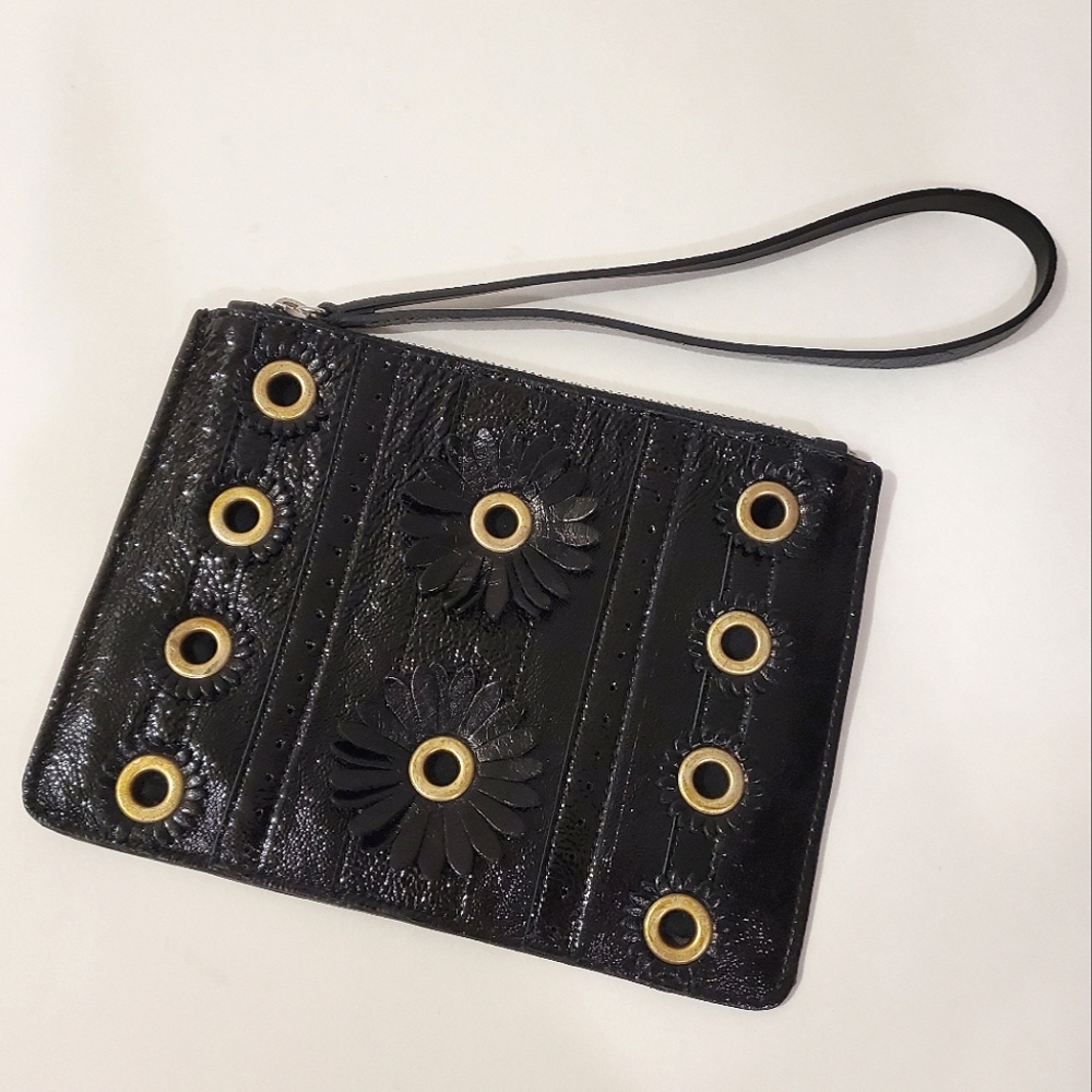 Martina Mori - Italian Leather Flower Grommet Wristlet